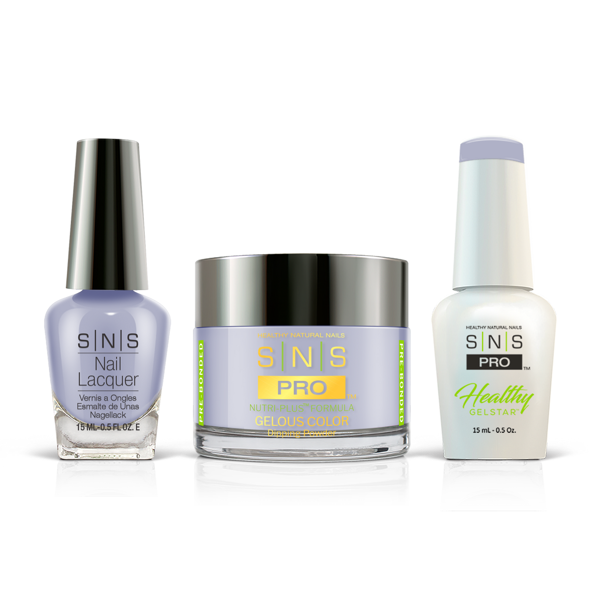 SNS 3-in-1 Set #105 Sky Blue: dip powder jar, GelStar gel polish and nail lacquer bottles, Burgundy Book Collection