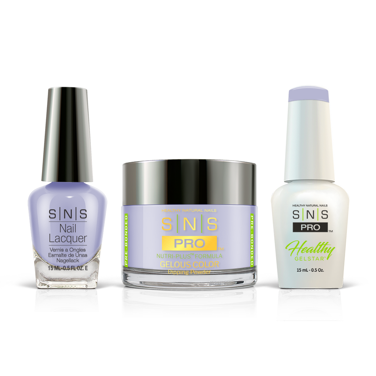 SNS 3-in-1 Set #106 Ice Blue: dip powder jar, GelStar gel polish and nail lacquer bottles, Burgundy Book Collection