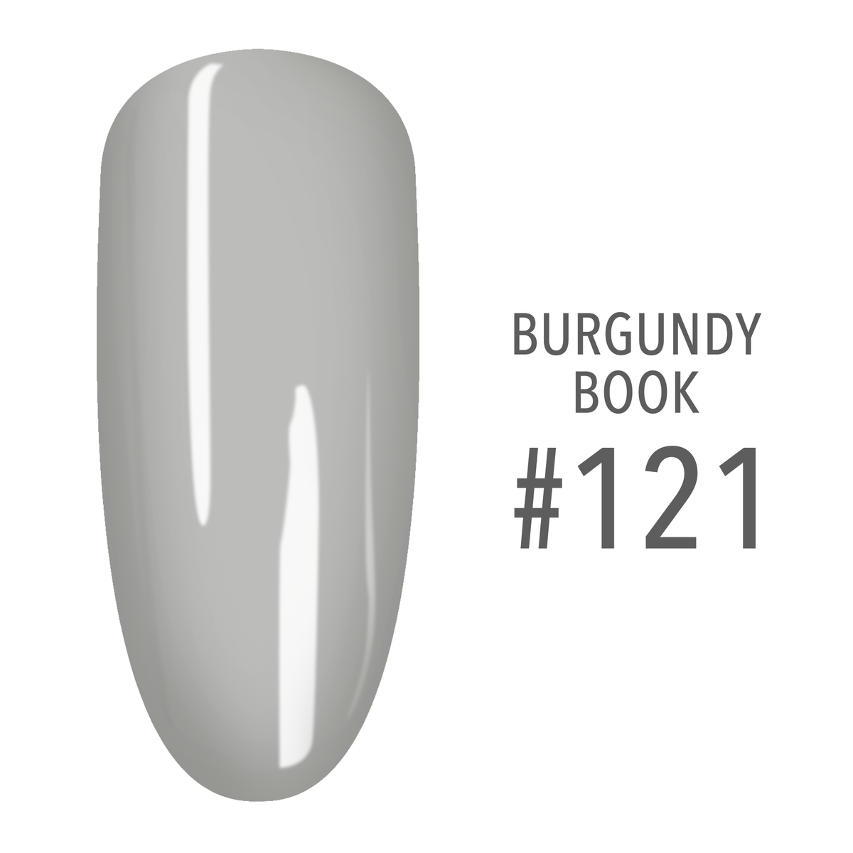 SNS Burgundy Book #121 Light Gray swatch on a nail tip