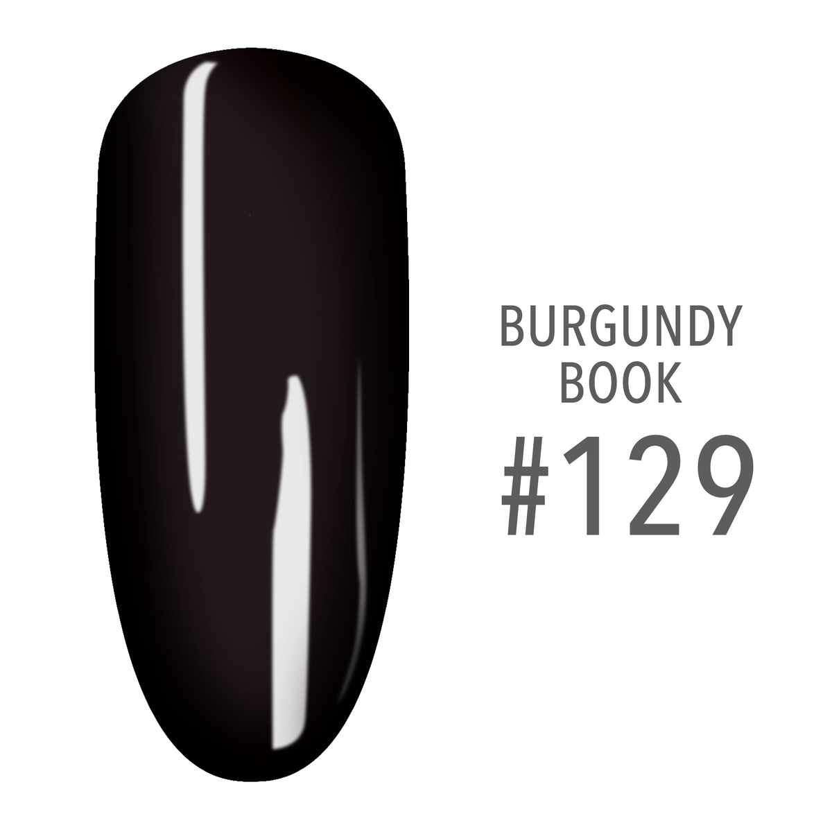 SNS Burgundy Book #129 Black swatch on a nail tip
