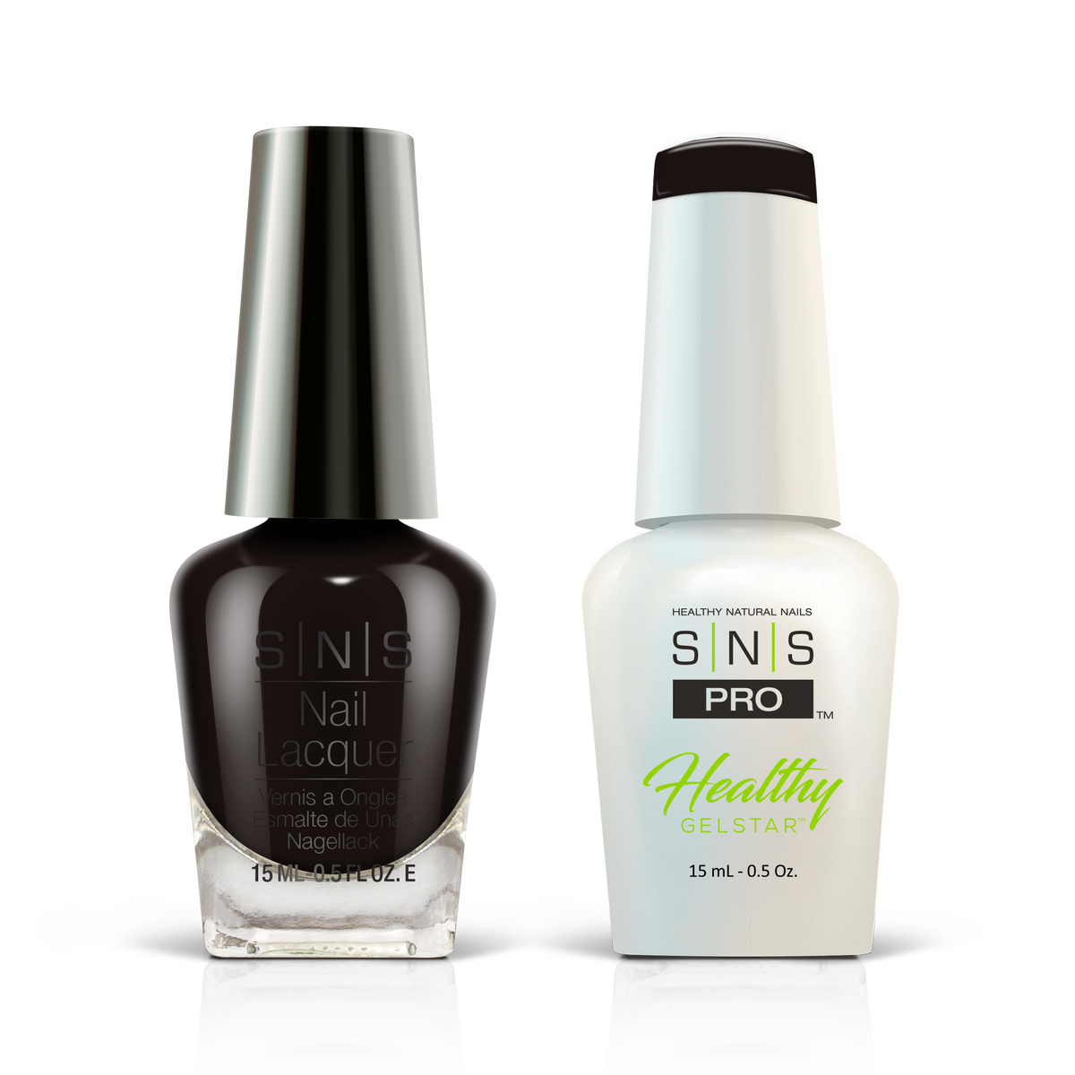 SNS Gel & Lacquer Duo #130 Black: SNS Nail Lacquer and Pro Healthy GelStar gel polish bottles, Burgundy Book Collection