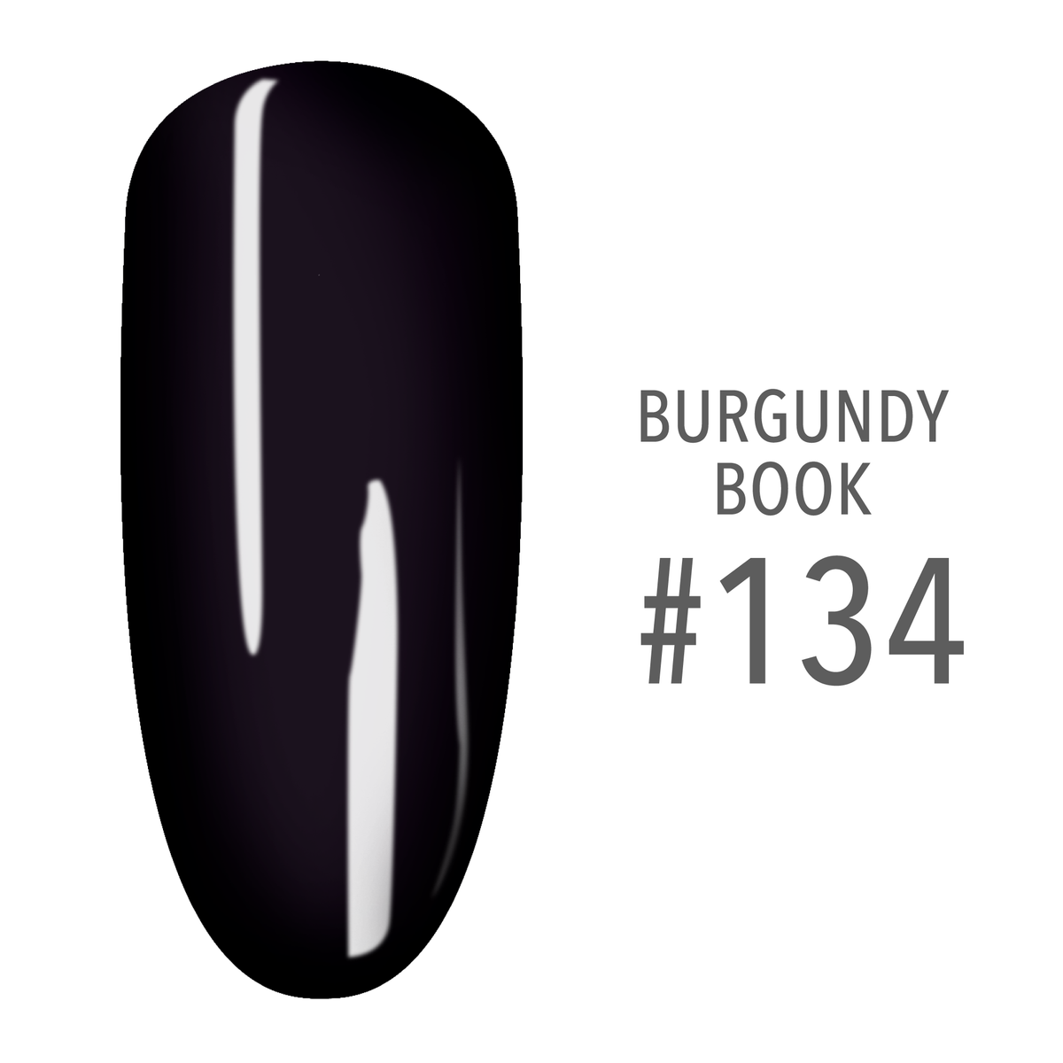SNS Burgundy Book #134 Black swatch on a nail tip