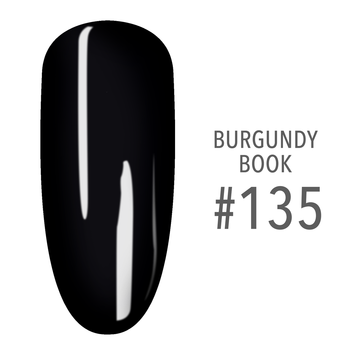 SNS Burgundy Book #135 Black swatch on a nail tip