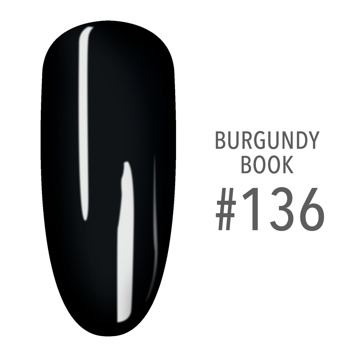 SNS Burgundy Book #136 Black swatch on a nail tip