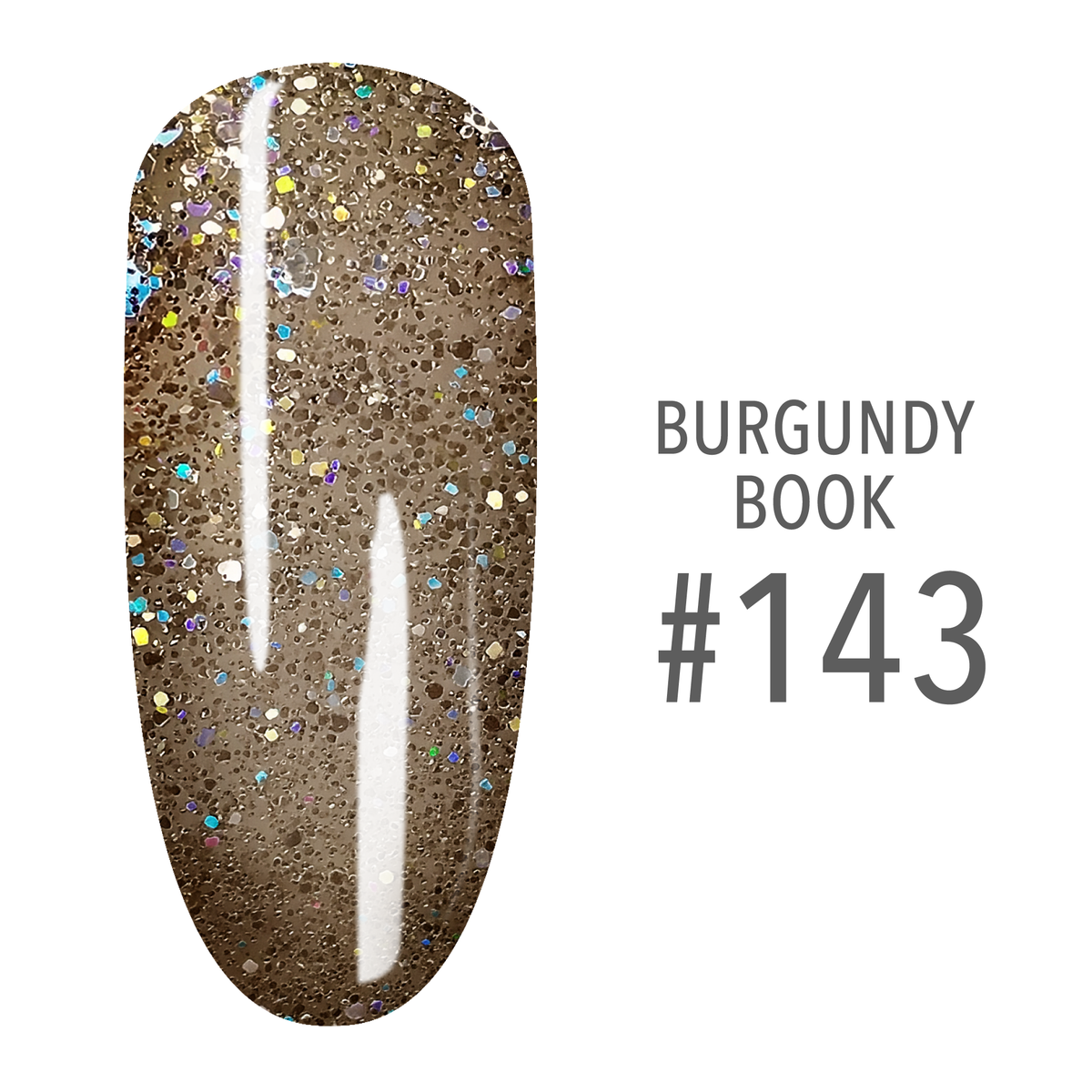 SNS Burgundy Book #143 Nude Beige Glitter swatch on a nail tip