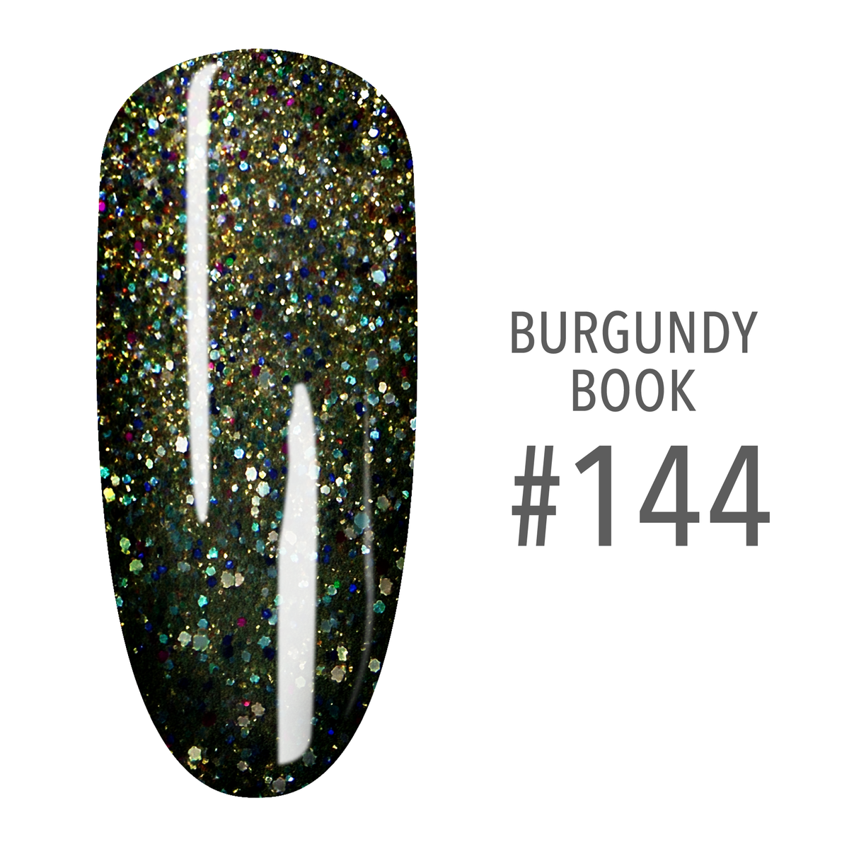 SNS Burgundy Book #144 Olive Green Glitter swatch on a nail tip