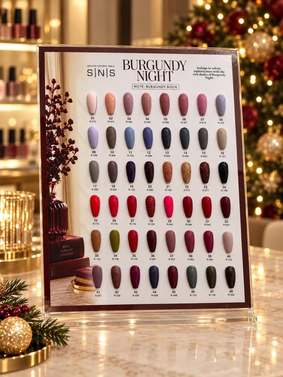 SNS Burgundy Night Gel & Lacquer Set, 48 Pairs
