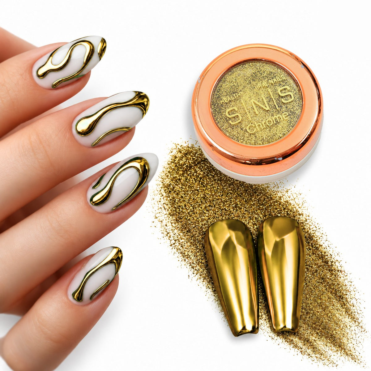 SNS Chrome Powder Set, 12 Colors + Base & Top
