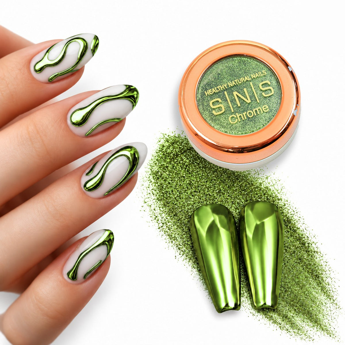SNS Chrome Powder Set, 12 Colors + Base & Top