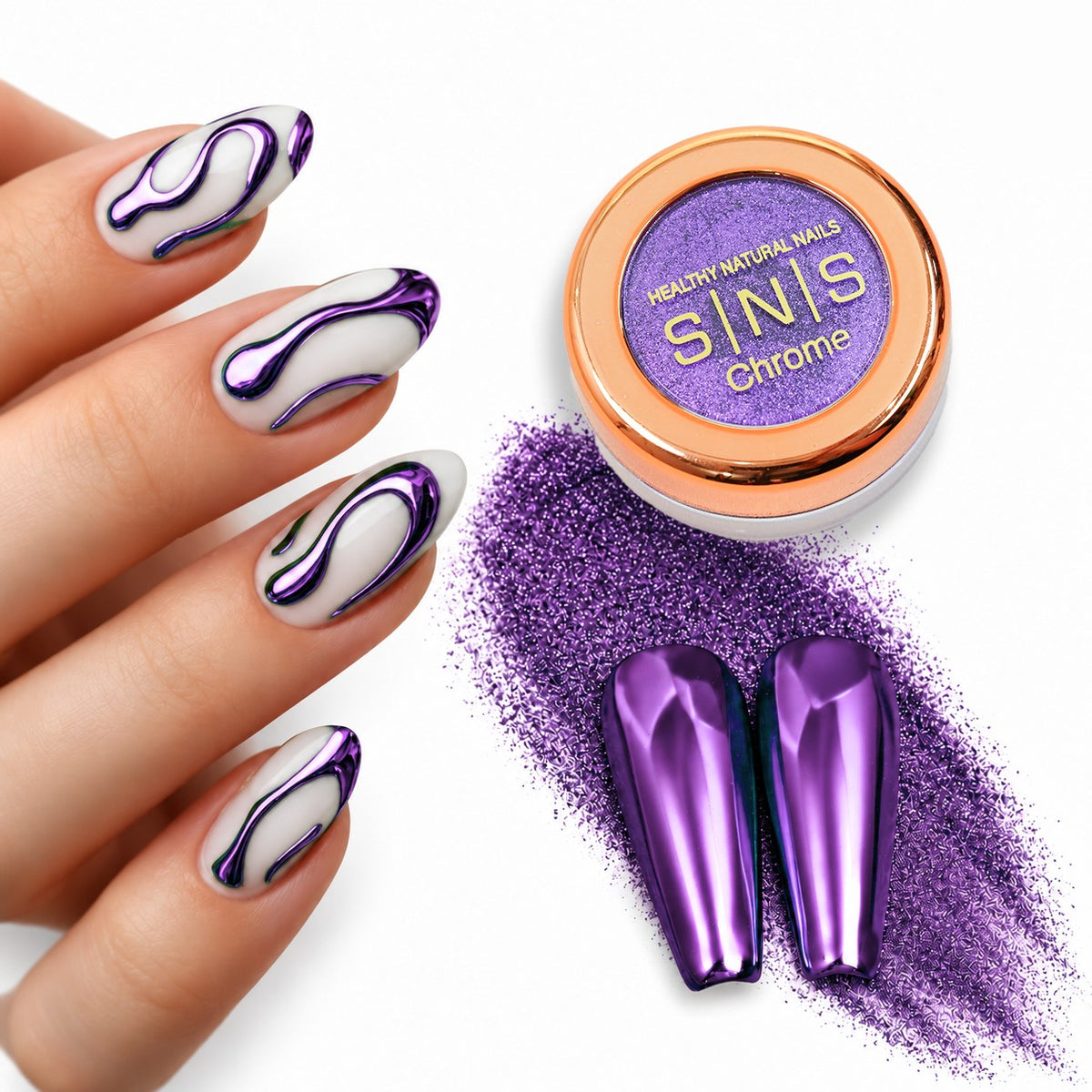 SNS Chrome Powder Set, 12 Colors + Base & Top