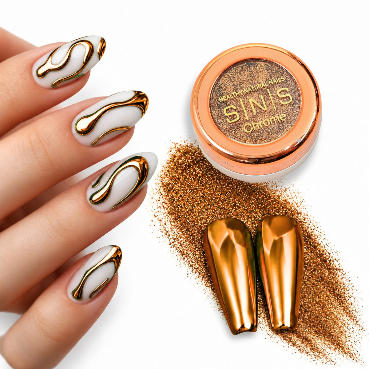 SNS Chrome Powder Set, 12 Colors + Base & Top