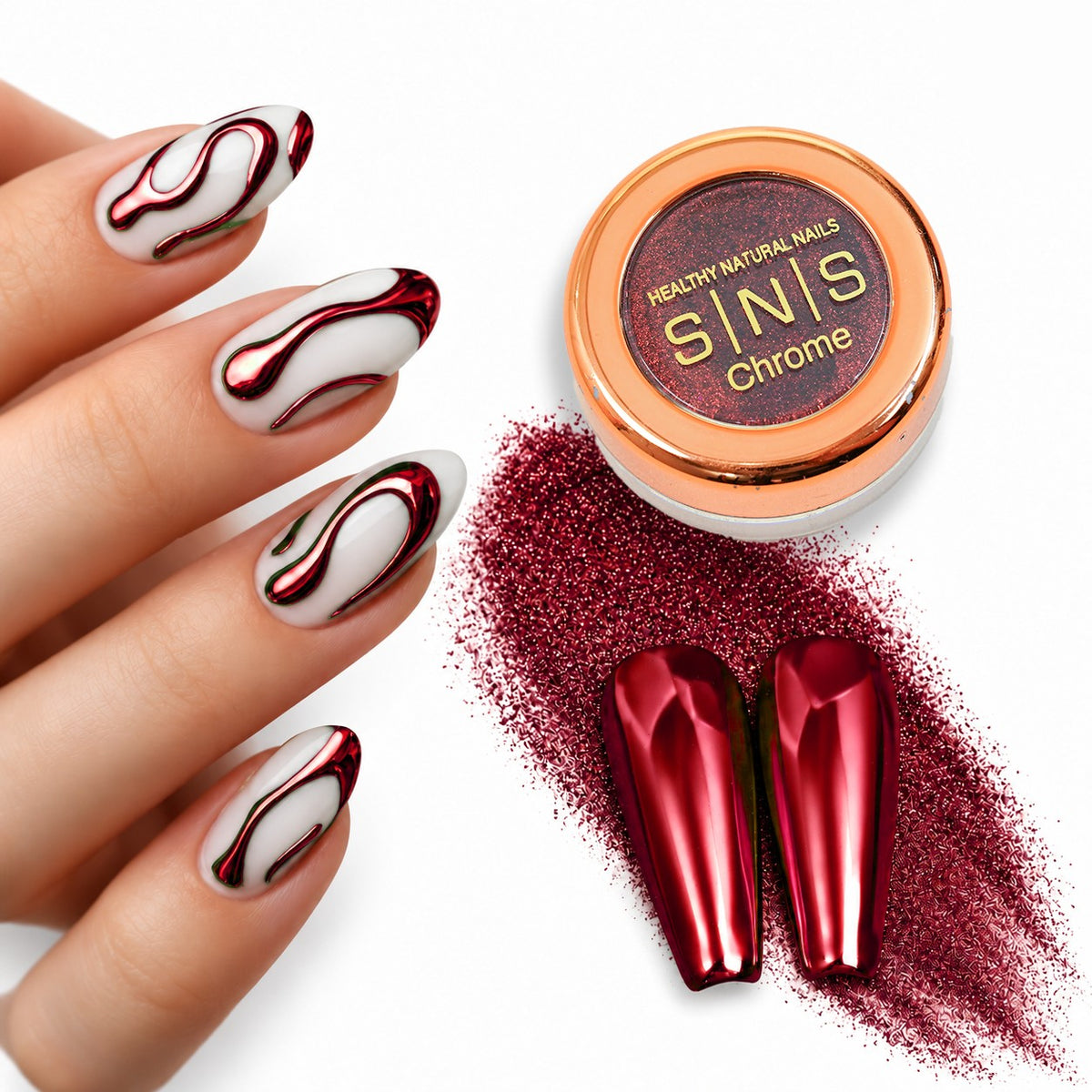 SNS Chrome Powder Set, 12 Colors + Base & Top