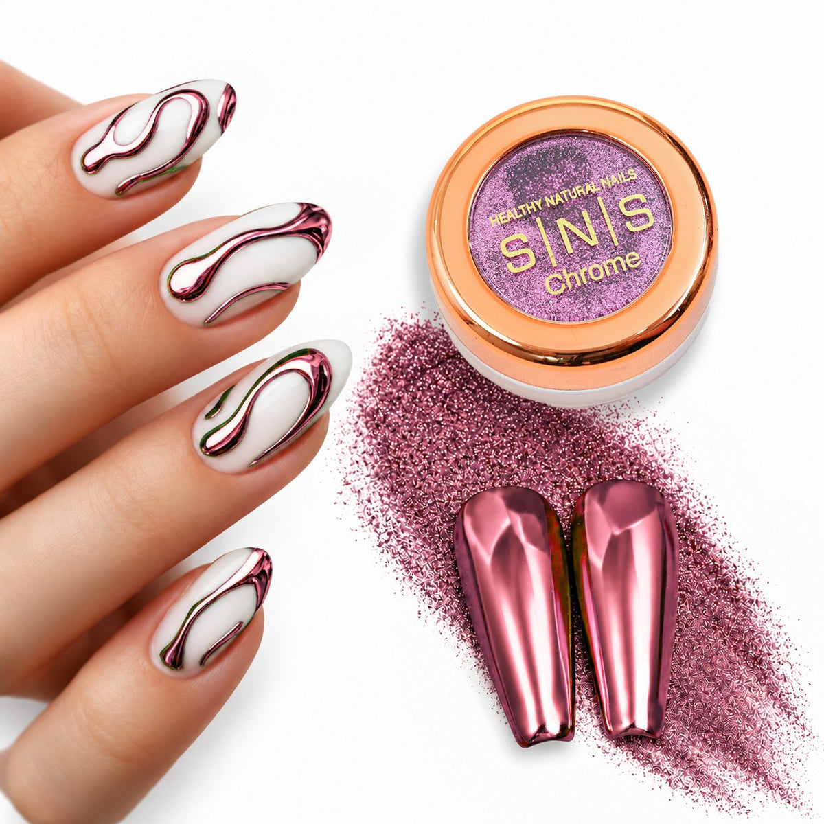 SNS Chrome Powder Set, 12 Colors + Base & Top