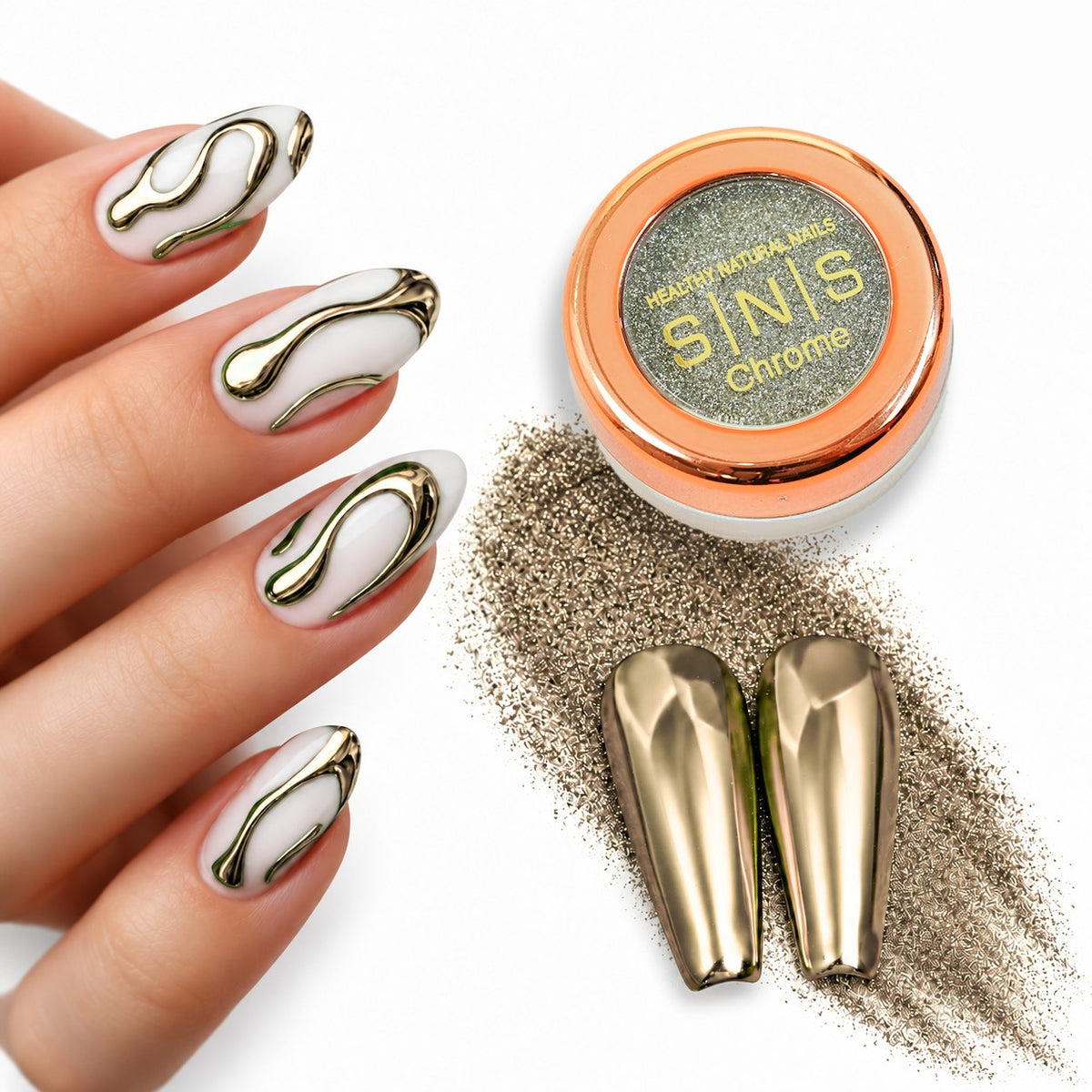 SNS Chrome Powder Set, 12 Colors + Base & Top