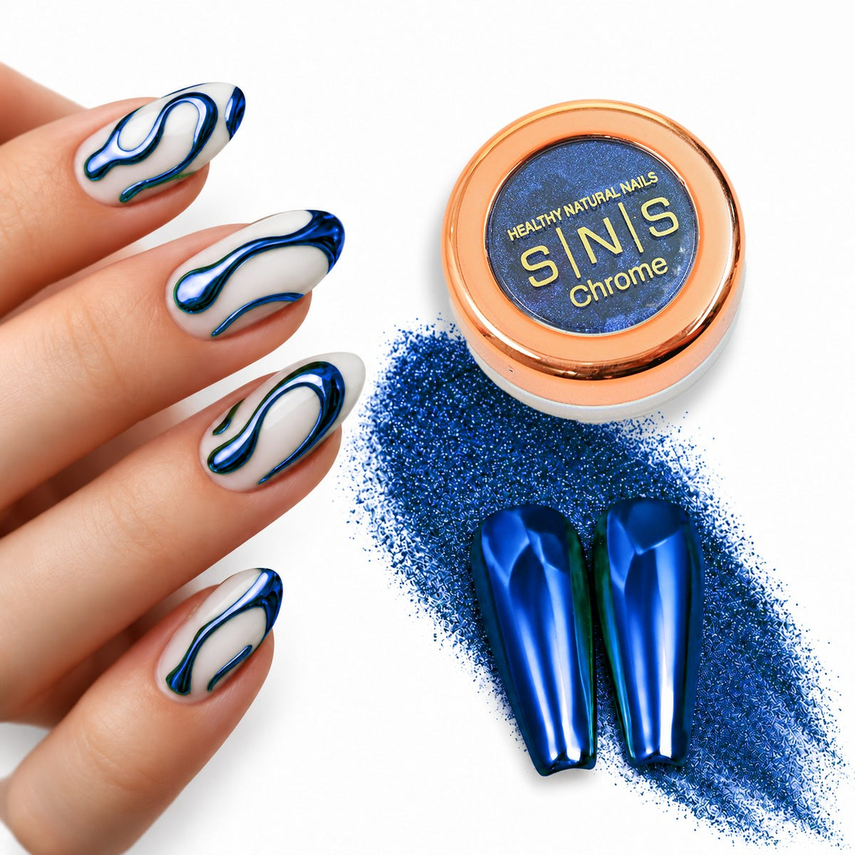 SNS Chrome Powder Set, 12 Colors + Base & Top