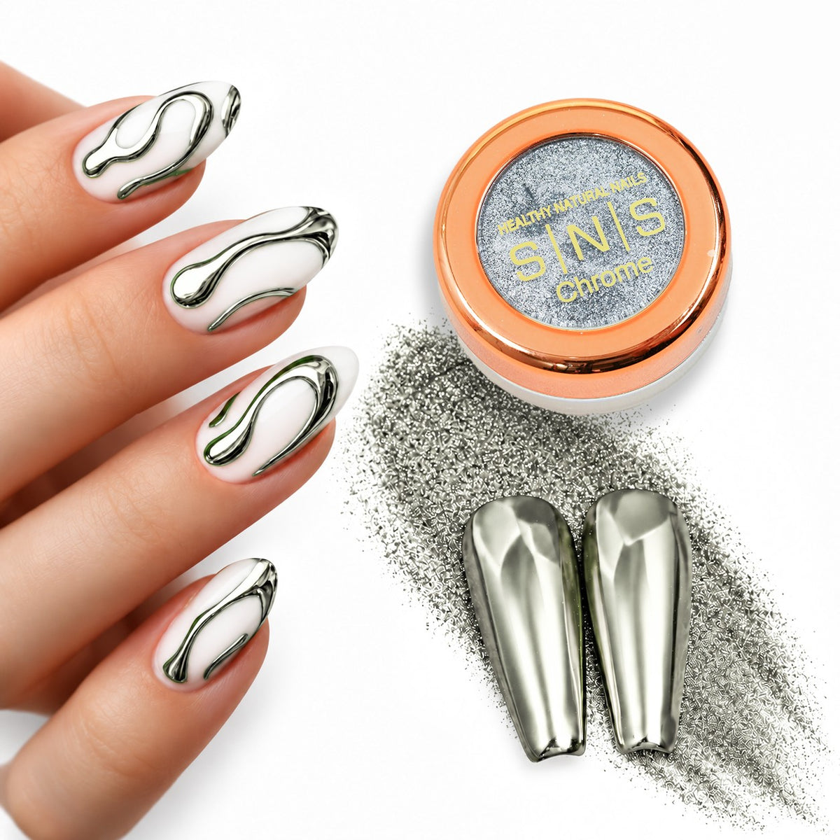 SNS Chrome Powder Set, 12 Colors + Base & Top