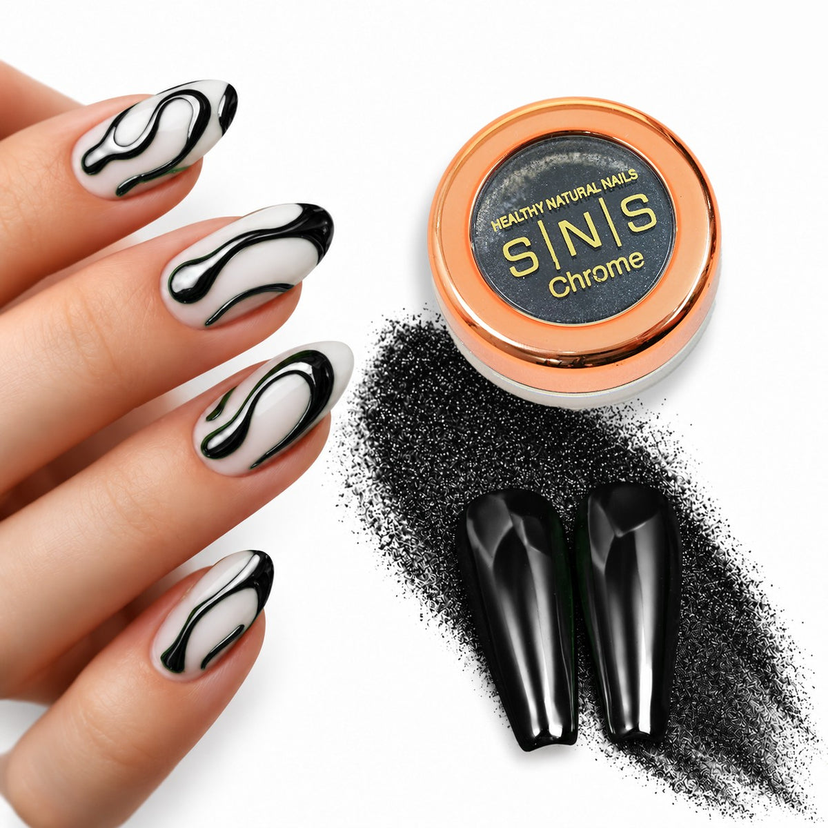 SNS Chrome Powder Set, 12 Colors + Base & Top
