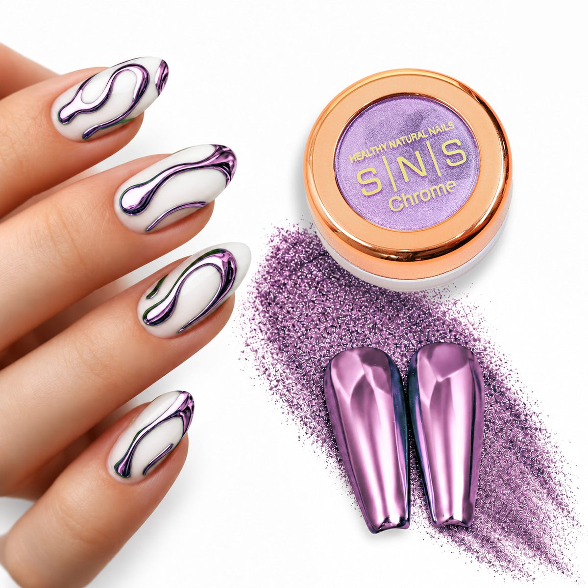 SNS Chrome Powder Set, 12 Colors + Base & Top