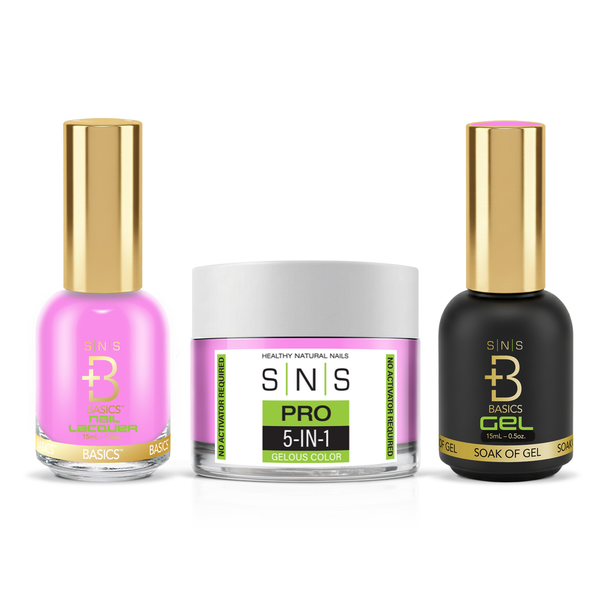 SNS 3-in-1 Set #007 Lavender: dip powder jar, GelStar gel polish and nail lacquer bottles, Green Book Collection