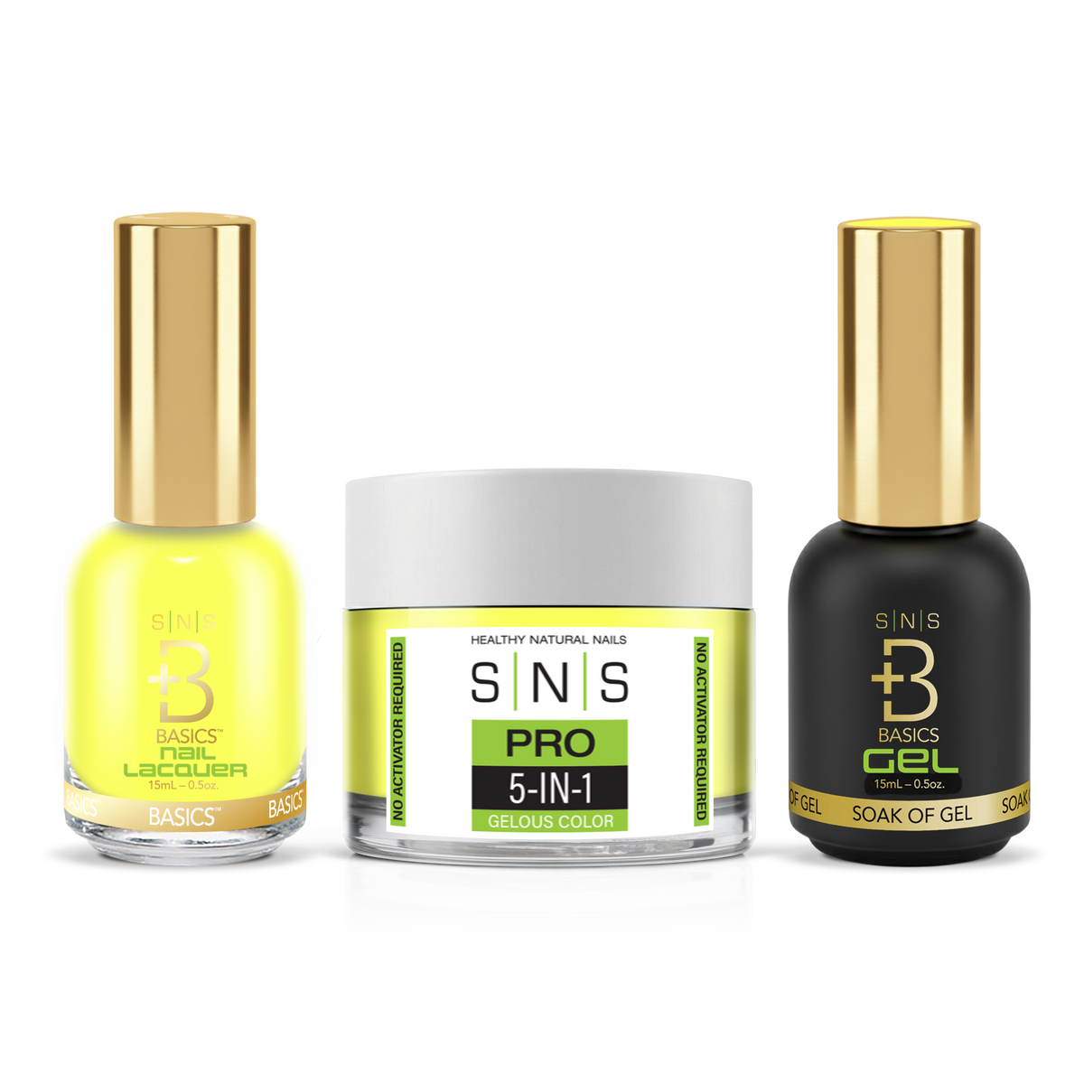 SNS 3-in-1 Set #055 Lime Green: dip powder jar, GelStar gel polish and nail lacquer bottles, Green Book Collection