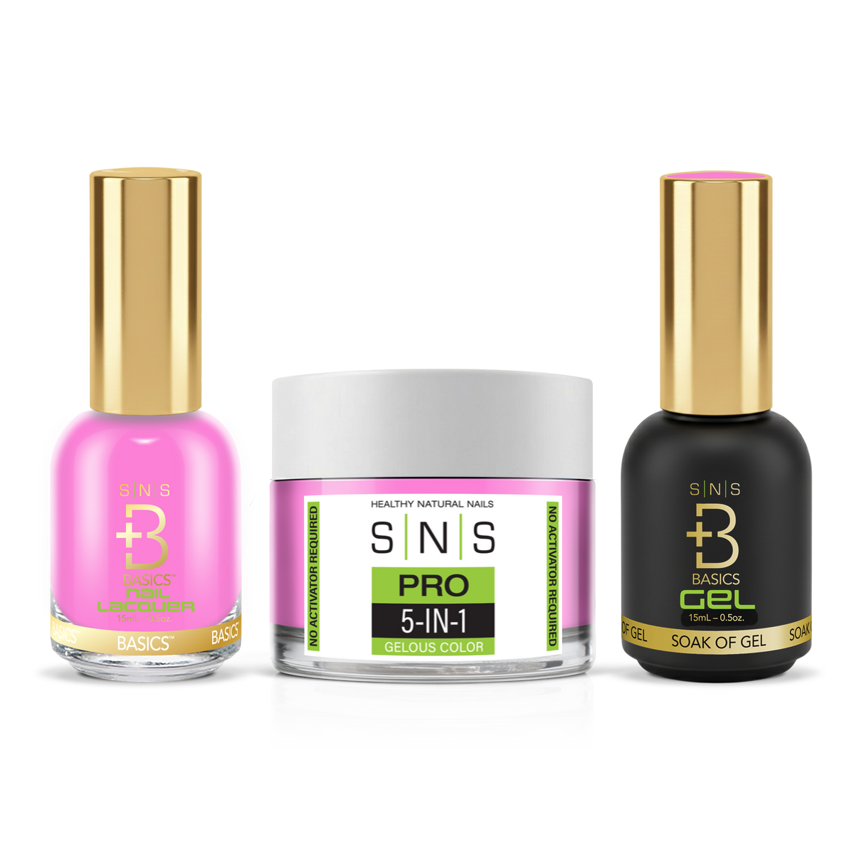 SNS 3-in-1 Set #070 Mauve: dip powder jar, GelStar gel polish and nail lacquer bottles, Green Book Collection