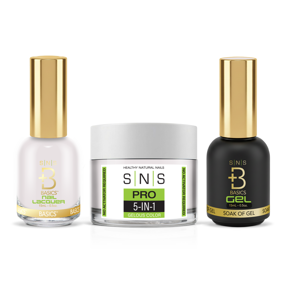 SNS 3-in-1 Set #094 Pale Pink: dip powder jar, GelStar gel polish and nail lacquer bottles, Green Book Collection