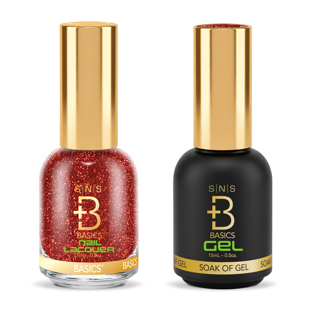 SNS Gel & Lacquer Duo #112 Red Glitter: SNS Nail Lacquer and Pro Healthy GelStar gel polish bottles, Green Book Collection
