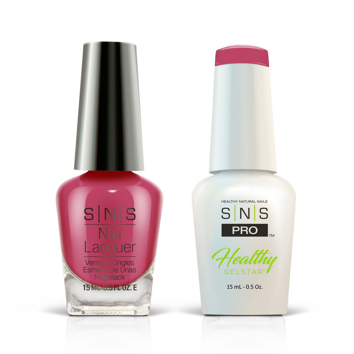 SNS Pink Book #006 raspberry pink GelStar gel and nail lacquer duo, 0.5 oz each
