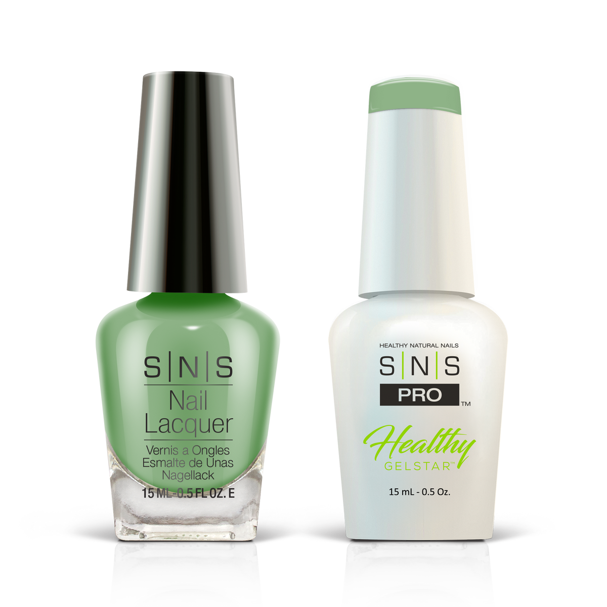 SNS Pink Book #027 pistachio green GelStar gel and nail lacquer duo, 0.5 oz each