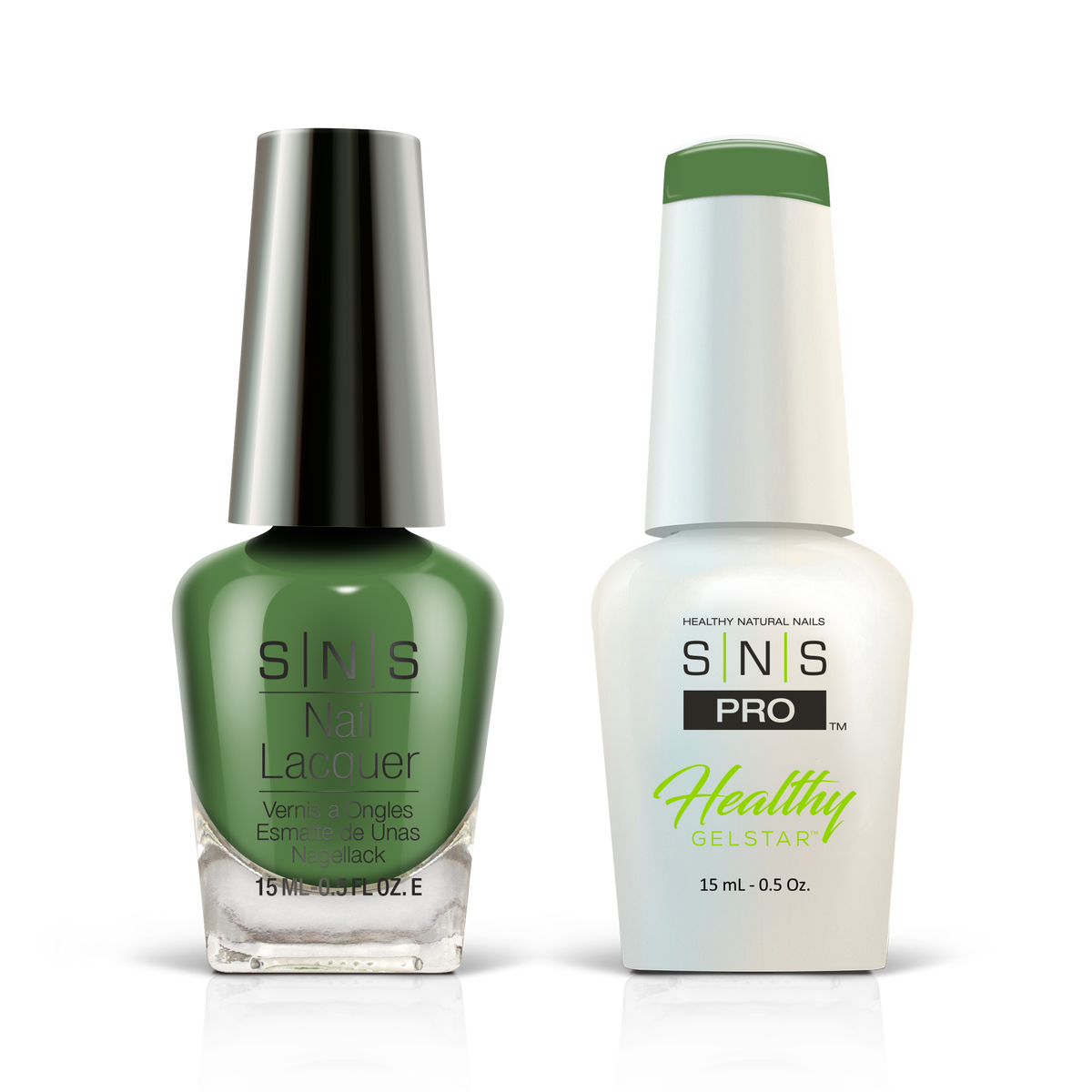 SNS Pink Book #028 forest green GelStar gel and nail lacquer duo, 0.5 oz each