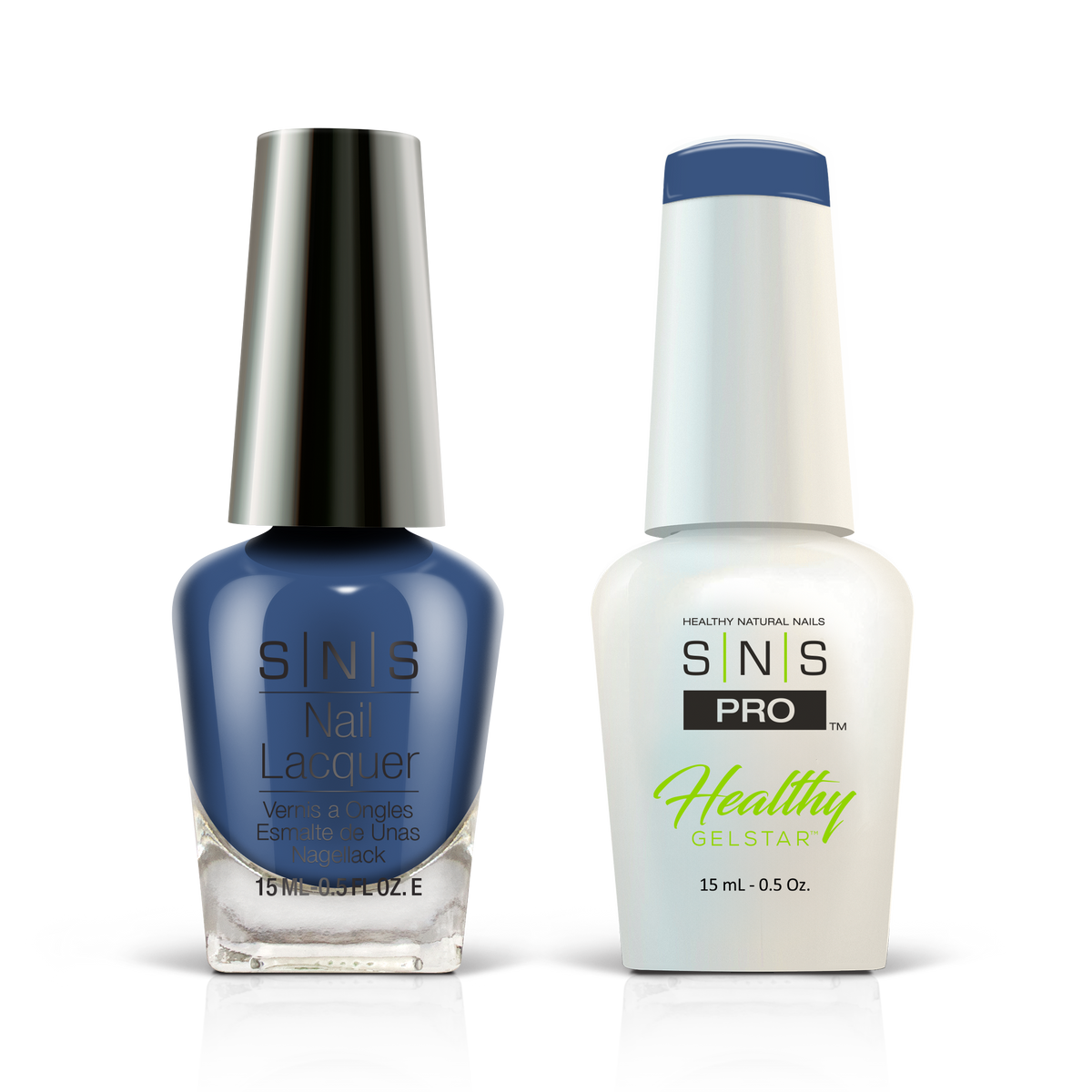 SNS Pink Book #046 denim blue GelStar gel and nail lacquer duo, 0.5 oz each