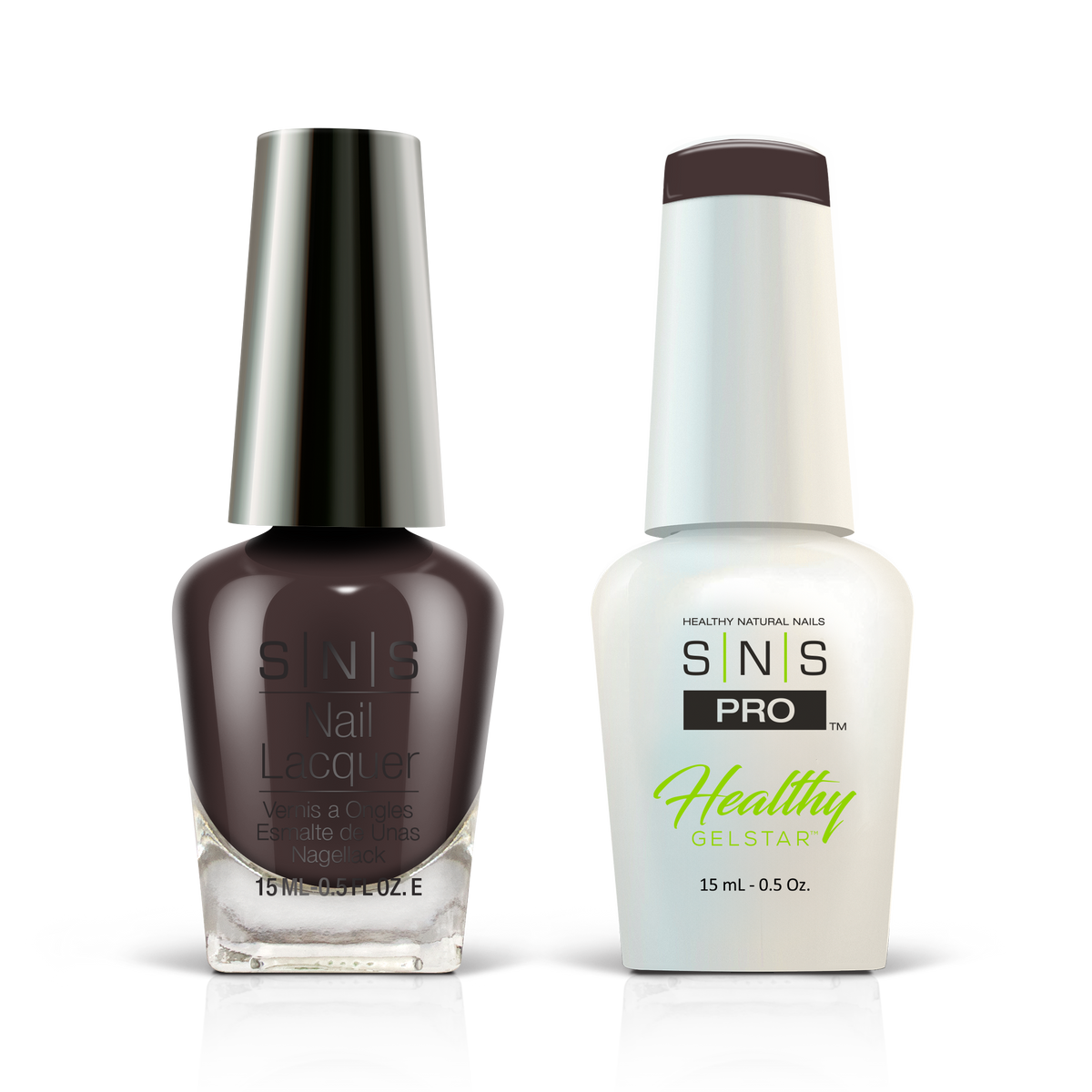SNS Pink Book #050 dark brown GelStar gel and nail lacquer duo, 0.5 oz each
