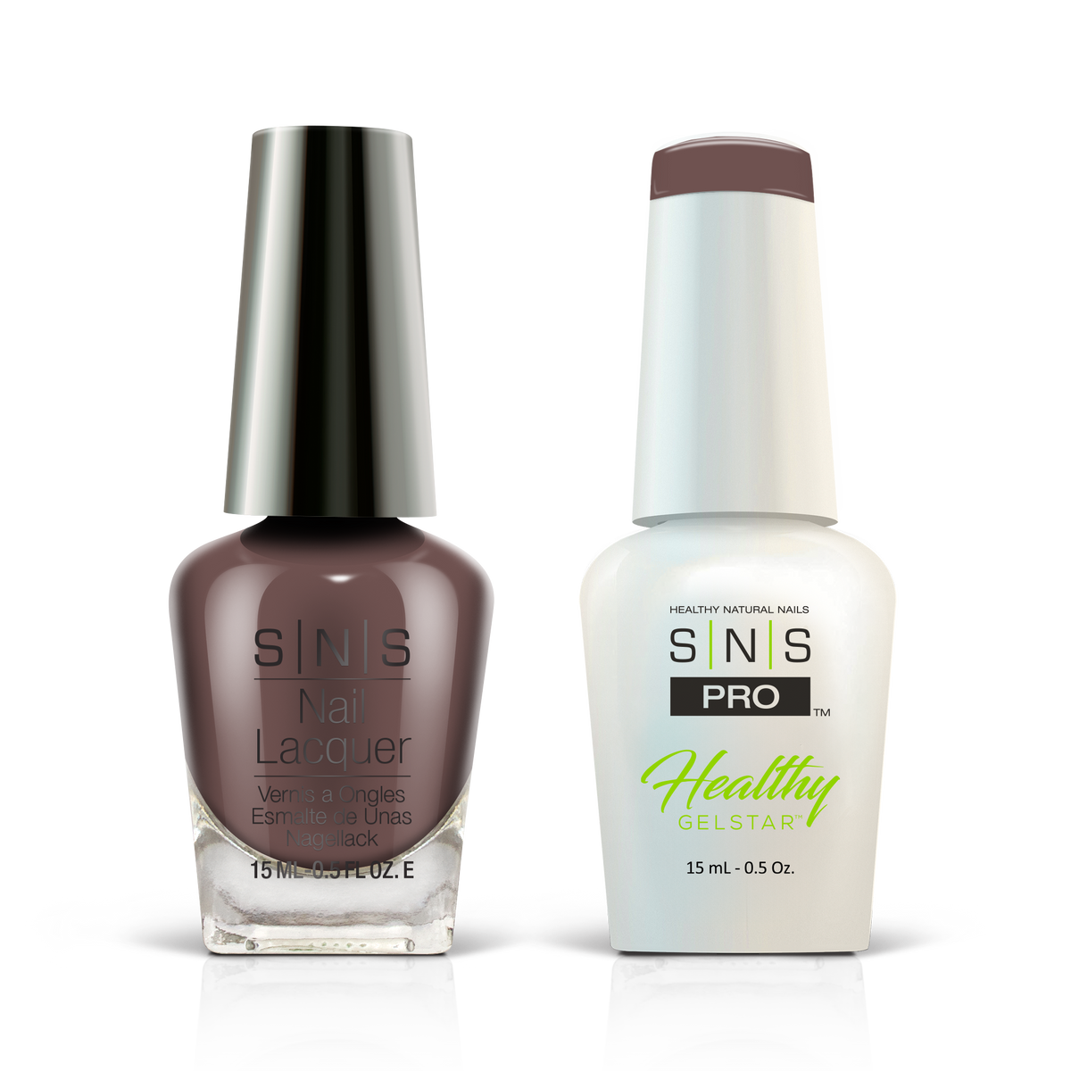 SNS Pink Book #057 mocha brown GelStar gel and nail lacquer duo, 0.5 oz each