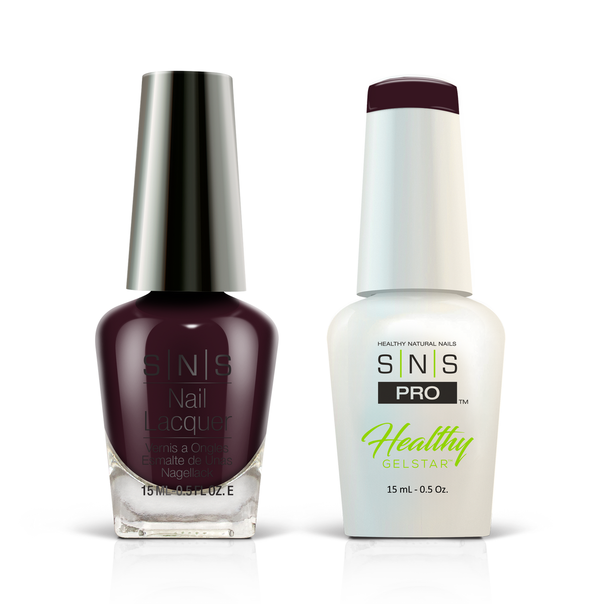 SNS Pink Book #058 black cherry GelStar gel and nail lacquer duo, 0.5 oz each