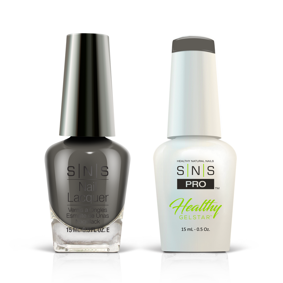 SNS Pink Book #061 charcoal gray GelStar gel and nail lacquer duo, 0.5 oz each
