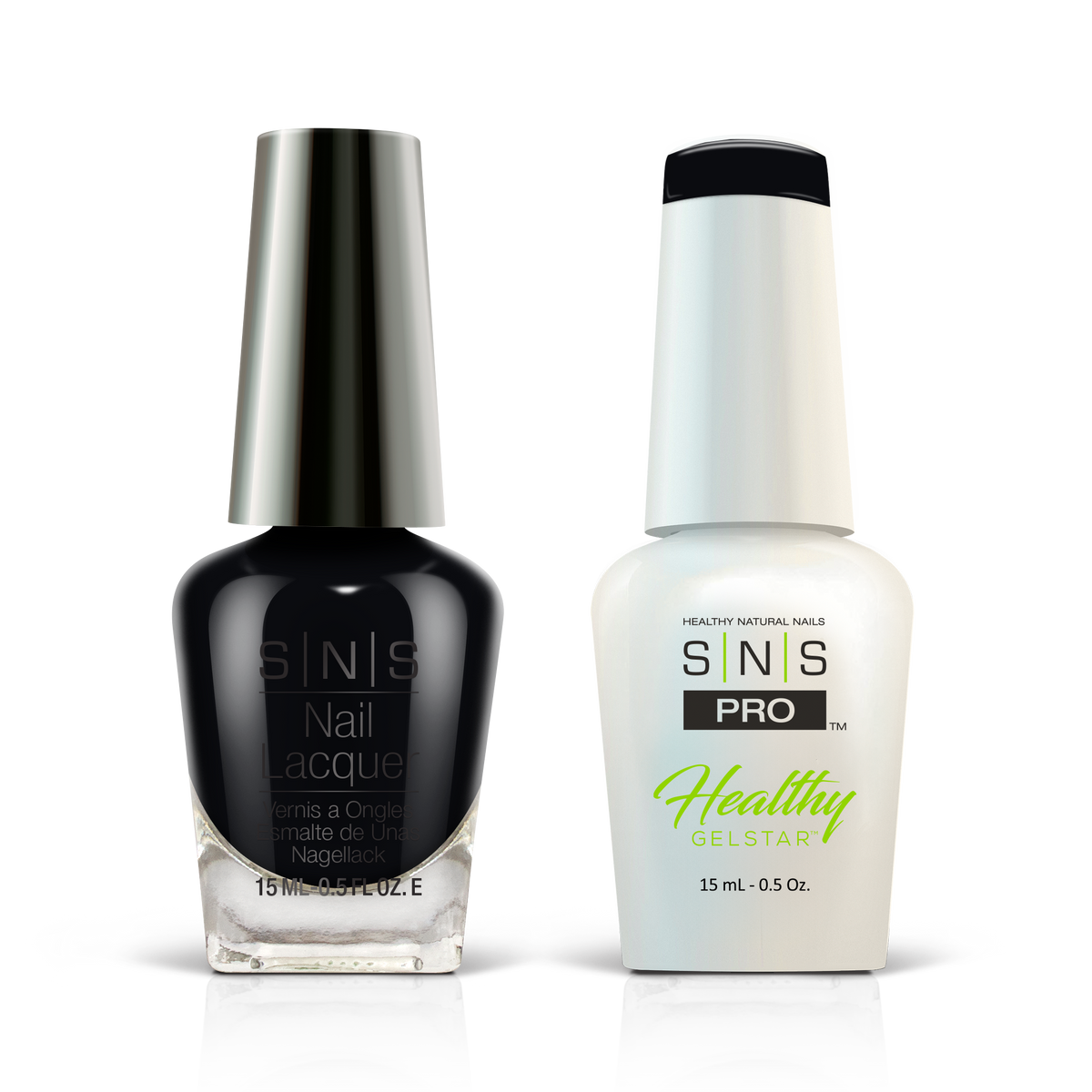 SNS Pink Book #063 black GelStar gel and nail lacquer duo, 0.5 oz each
