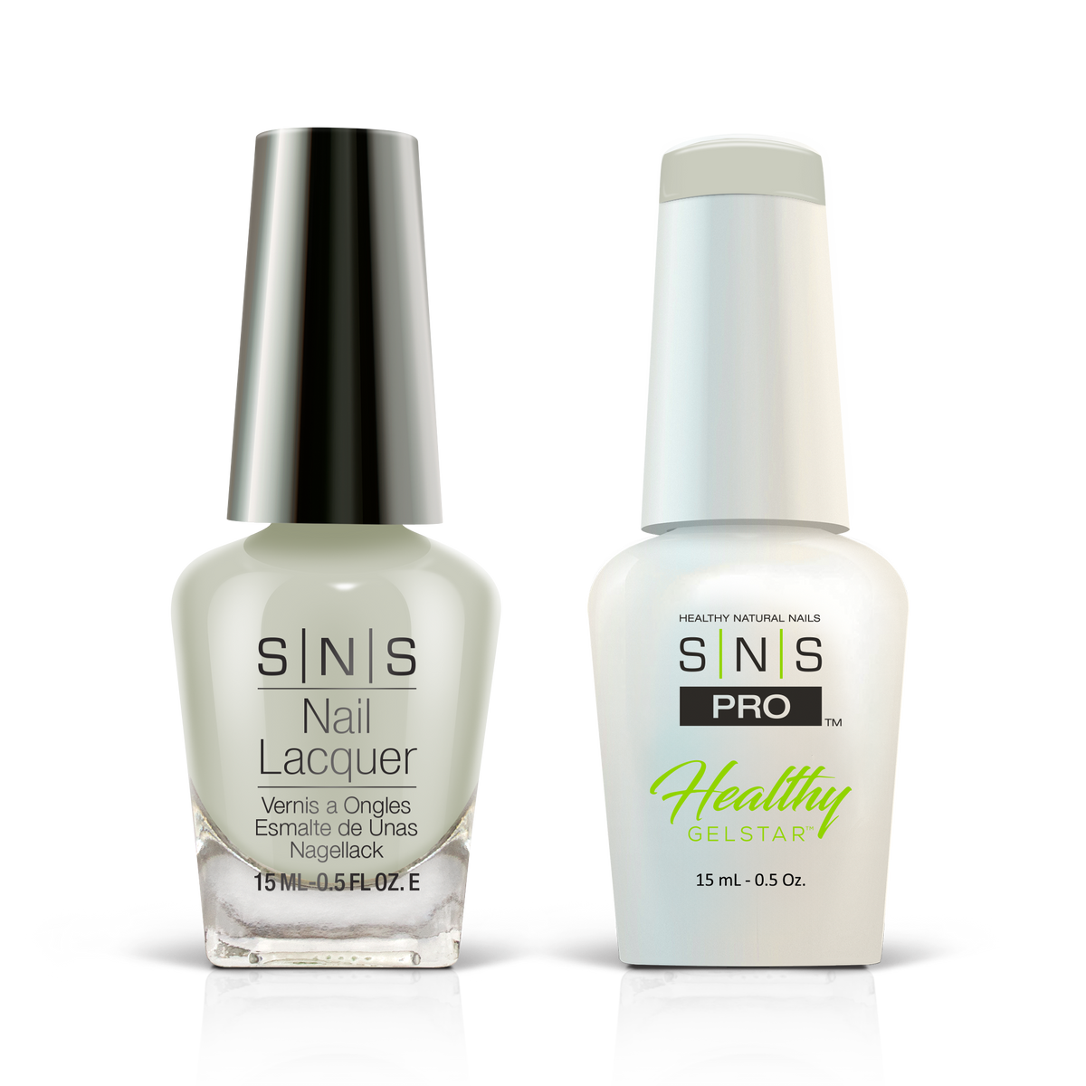 SNS Pink Book #065 pale sage GelStar gel and nail lacquer duo, 0.5 oz each