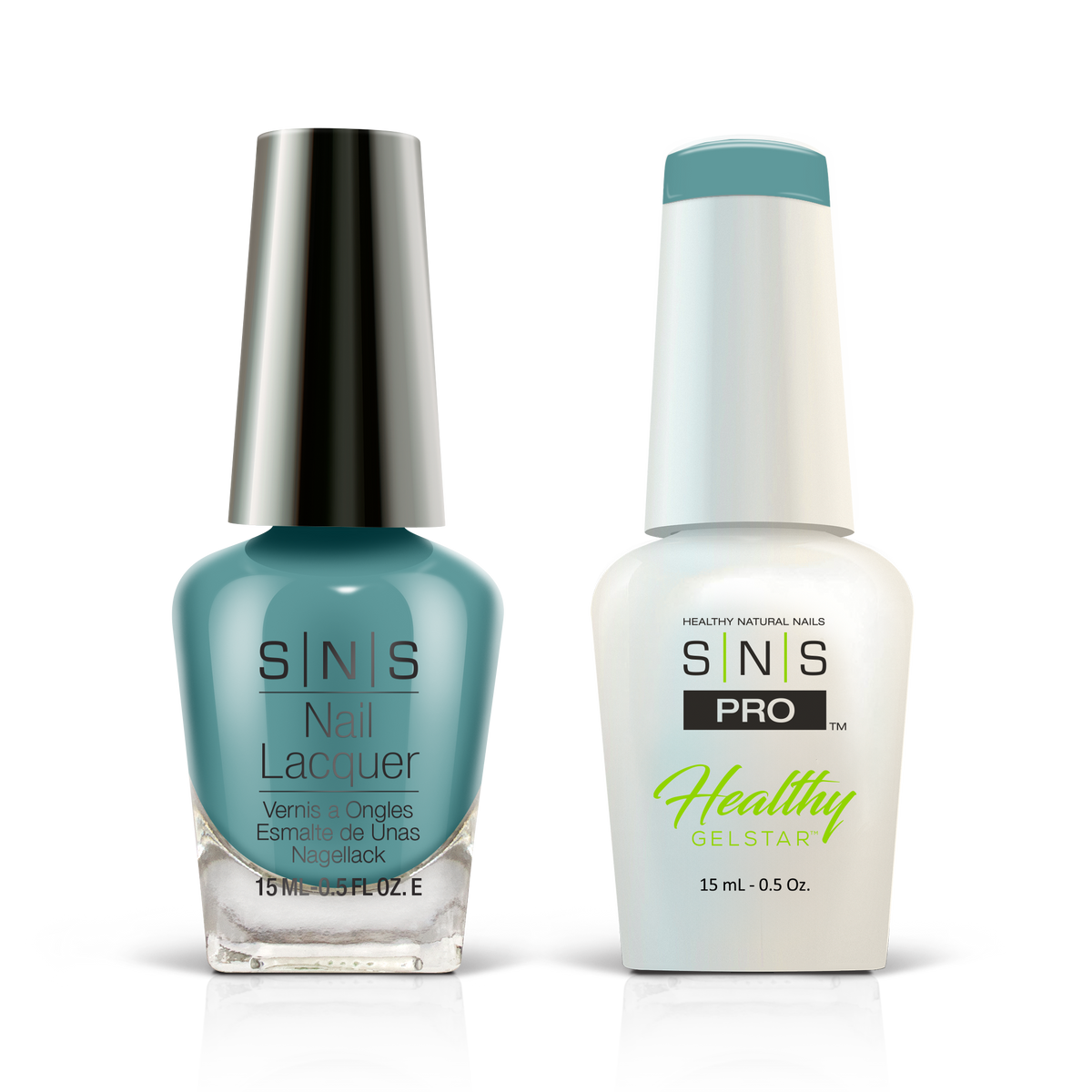 SNS Pink Book #096 dusty teal GelStar gel and nail lacquer duo, 0.5 oz each