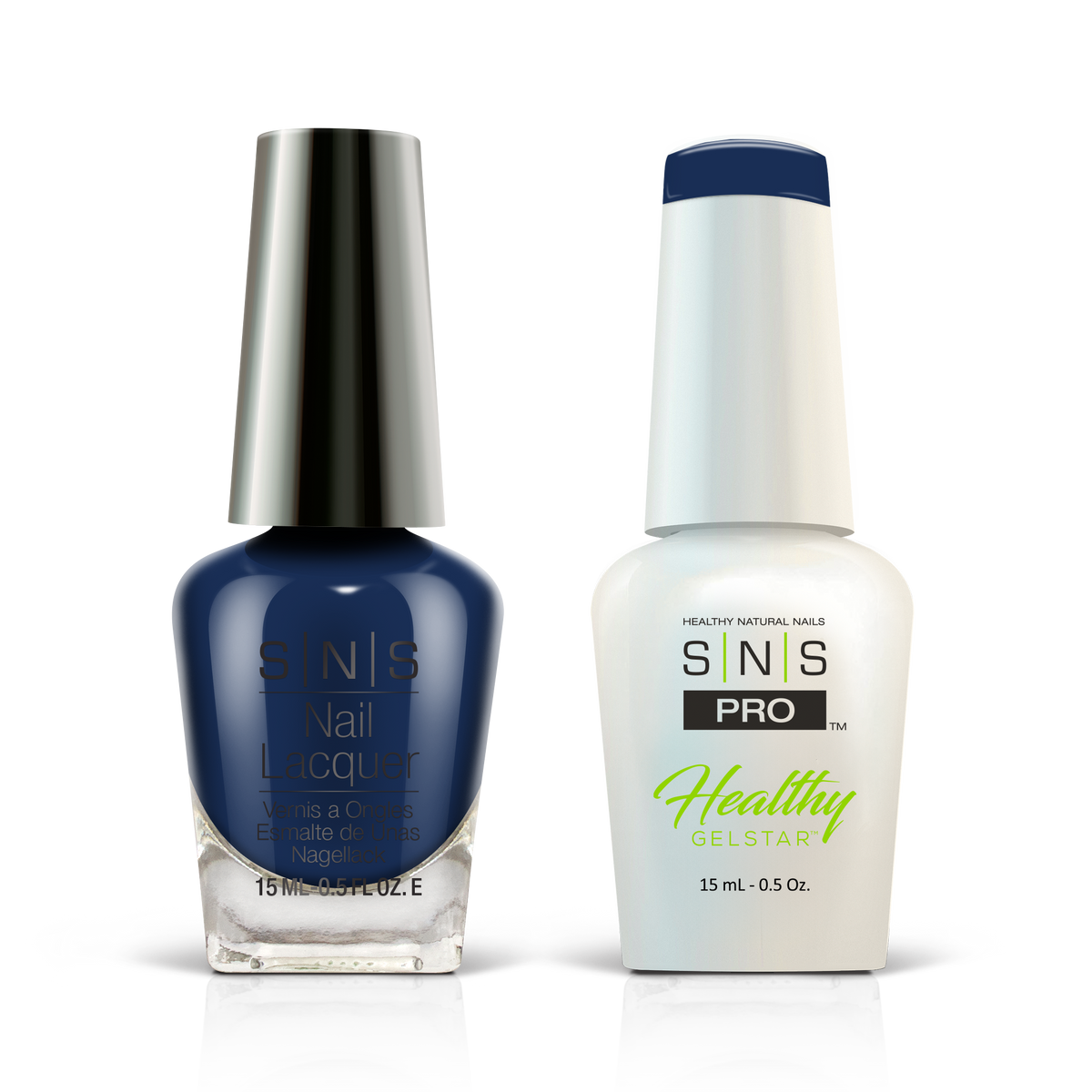 SNS Pink Book #128 navy blue GelStar gel and nail lacquer duo, 0.5 oz each