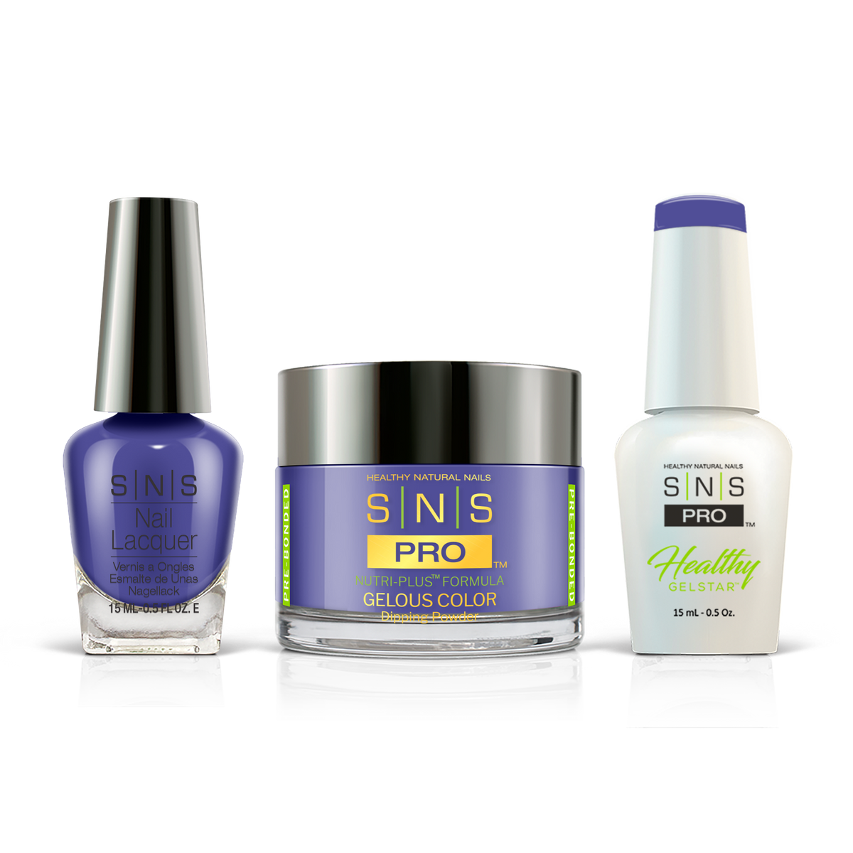 SNS Pink Book #129 indigo 3-in-1 set: dipping powder, GelStar gel and nail lacquer
