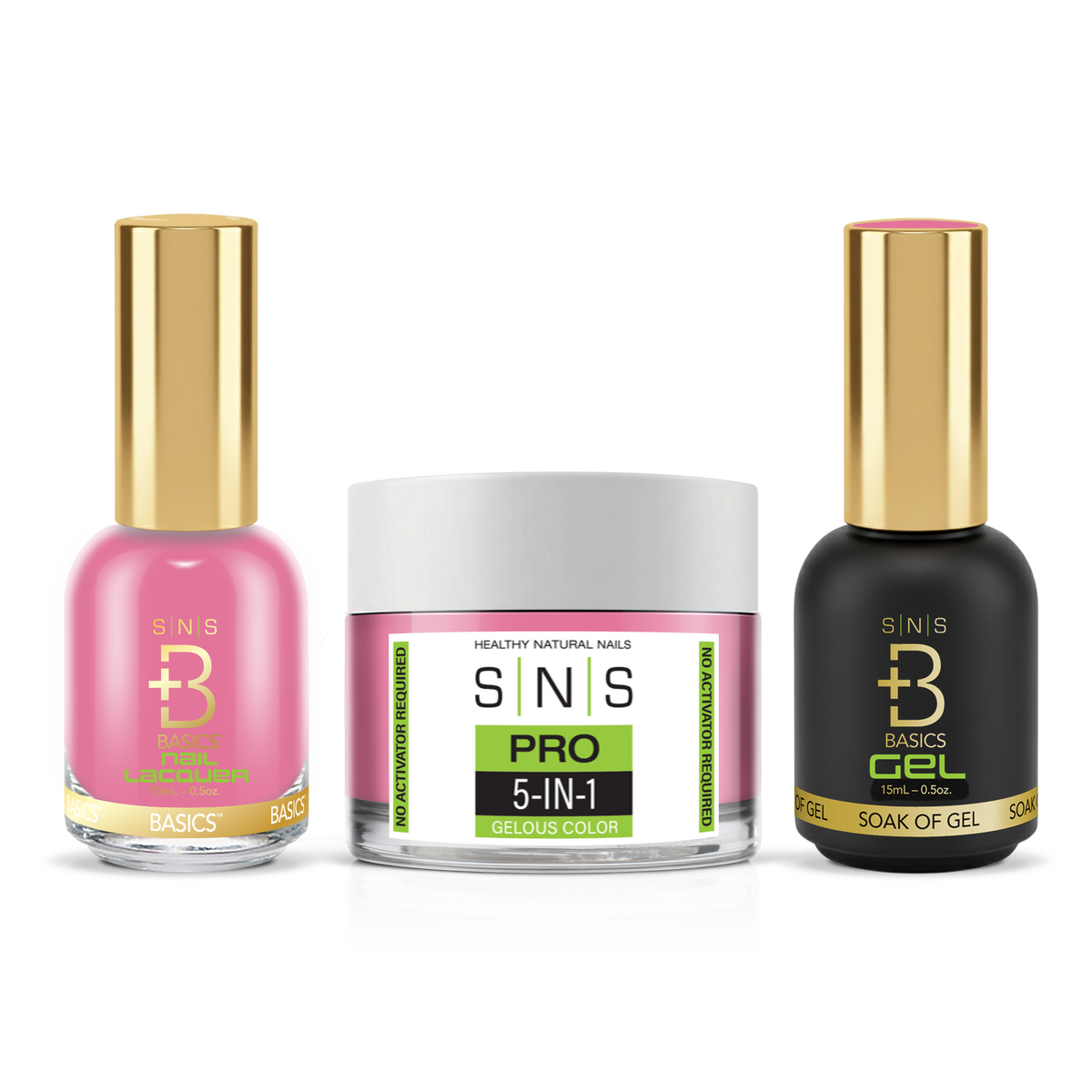 SNS 3-in-1 Set #004 Hot Pink: dip powder jar, GelStar gel polish and nail lacquer bottles, Yellow Green Book Collection