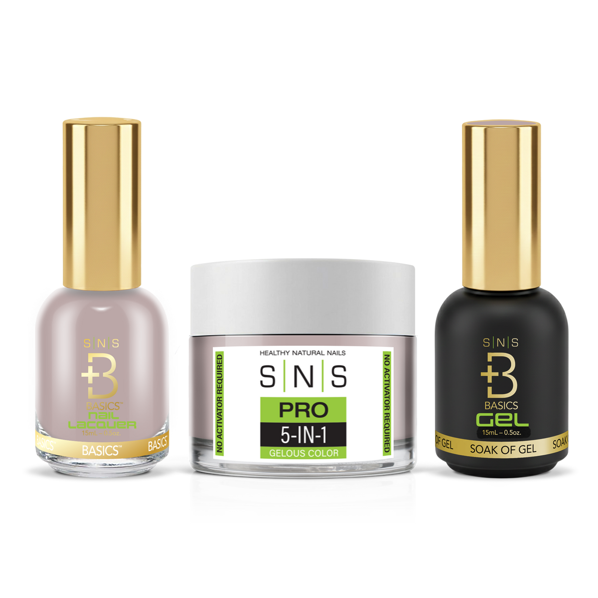 SNS 3-in-1 Set #085 Soft Pink: dip powder jar, GelStar gel polish and nail lacquer bottles, Yellow Green Book Collection