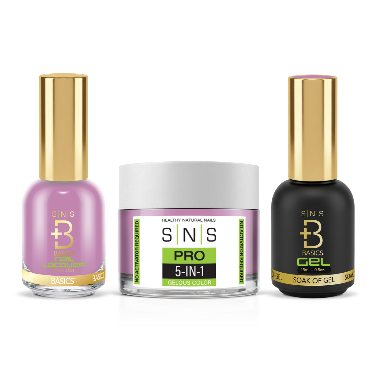 SNS 3-in-1 Set #089 Mauve: dip powder jar, GelStar gel polish and nail lacquer bottles, Yellow Green Book Collection
