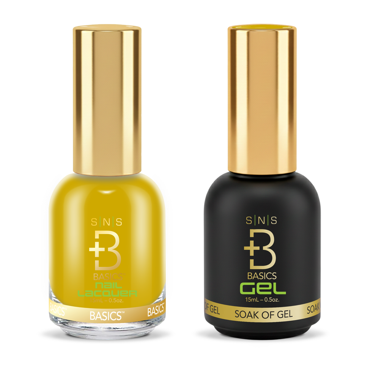 SNS Gel & Lacquer Duo #090 Mustard Yellow: SNS Nail Lacquer and Pro Healthy GelStar gel polish bottles, Yellow Green Book Collection
