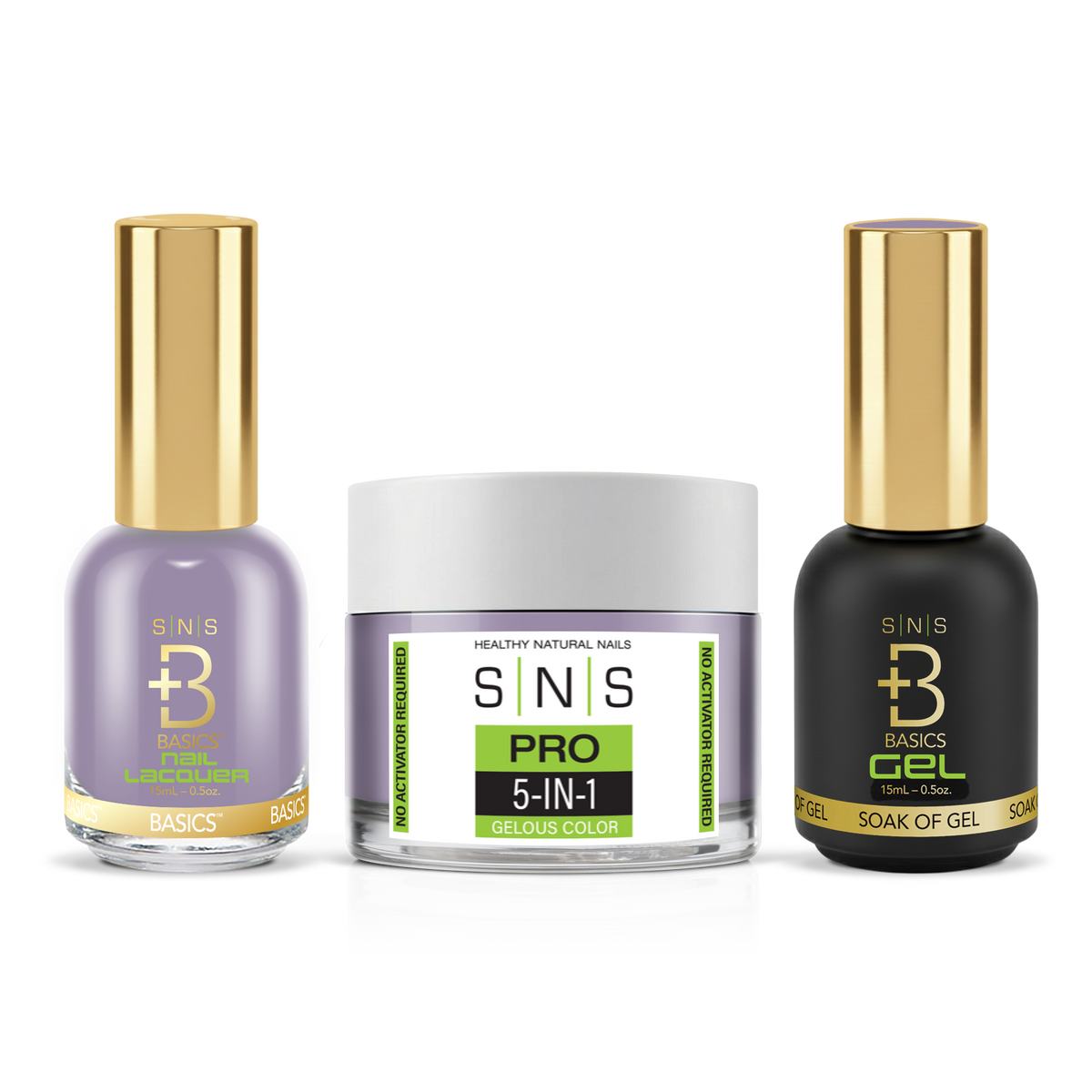 SNS 3-in-1 Set #103 Purple: dip powder jar, GelStar gel polish and nail lacquer bottles, Yellow Green Book Collection