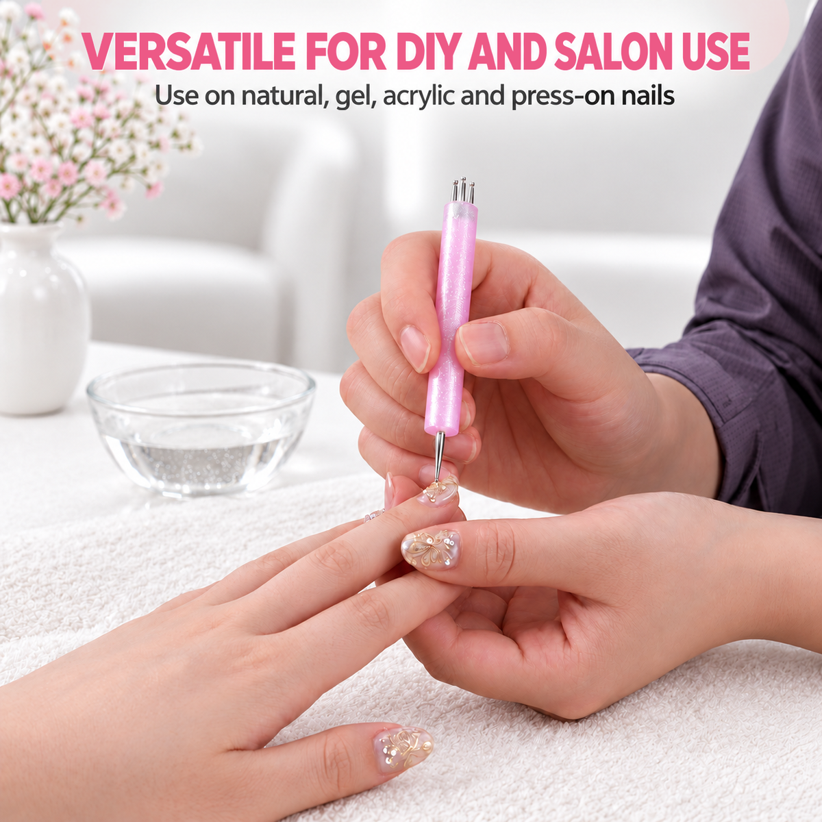 Flower Dotting Pen, Dual-Ended Pink Glitter