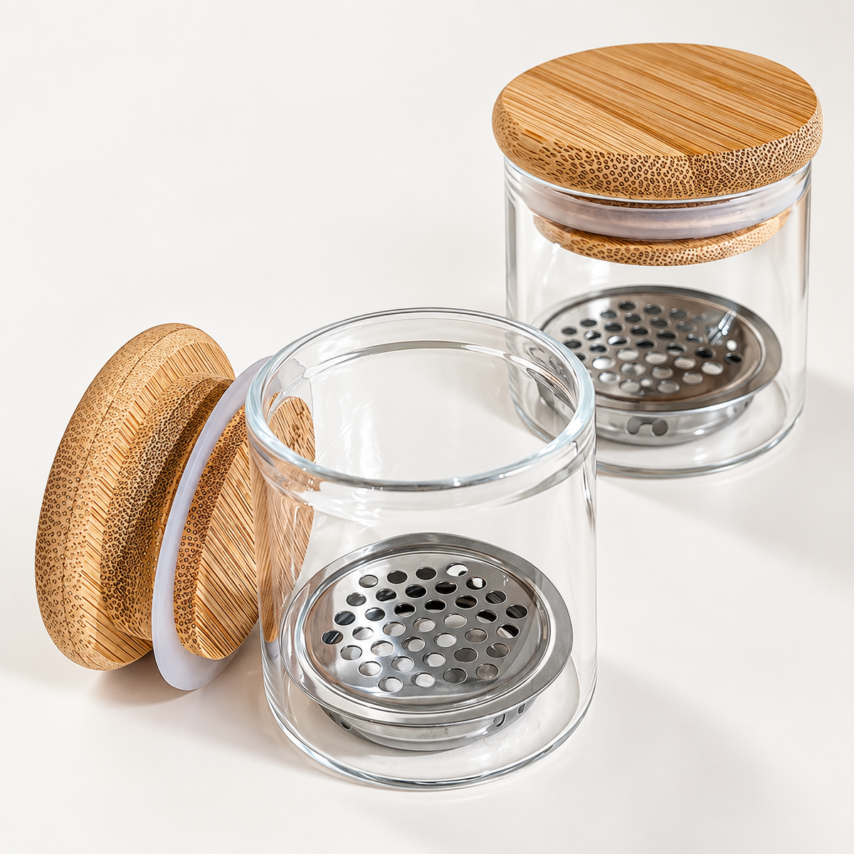 Nail Art Brush Washing Cup, Bamboo Lid