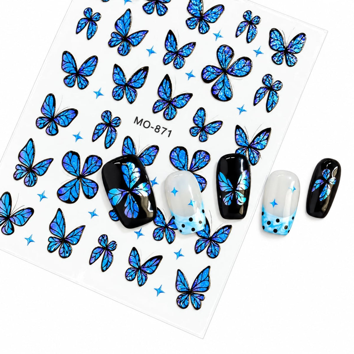 Butterfly Nail Art Stickers MO-871 - Blue