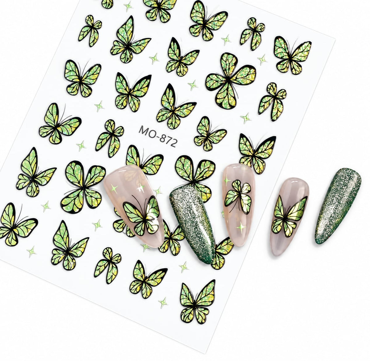 Butterfly Nail Art Stickers MO-872 - Green